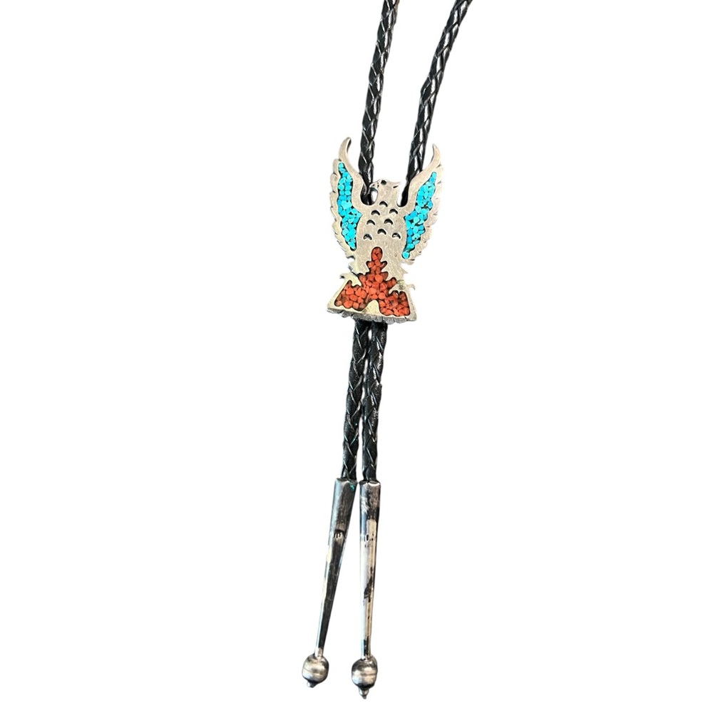 Ray Bennett Navajo Native Made Vintage Bolo Tie Thunderbird - Picture 1 of 2